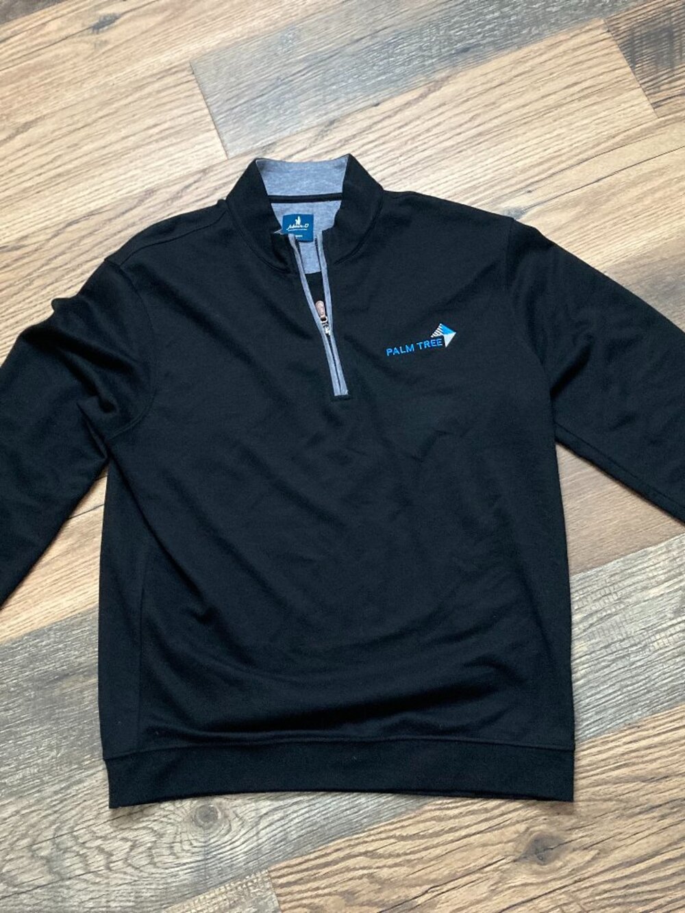 Johnnie-O Palm Tree Quarter Zip Pullover Men's Medium Black Performance Sweater